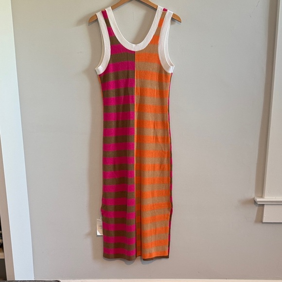 Striped Pink and Orange Sleeveless Dress size L, never worn - Picture 2 of 6